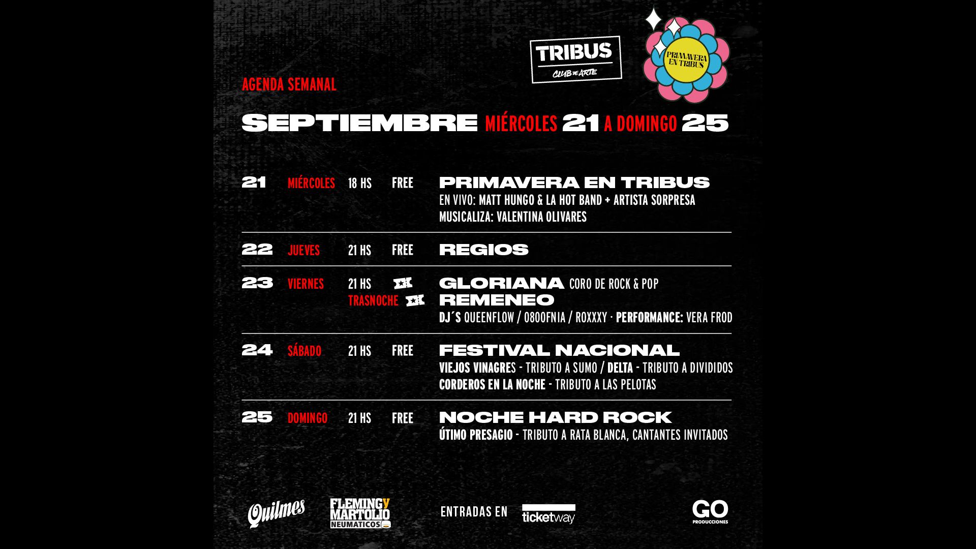 Así será la semana en Tribus Club de Arte: del miércoles 21 a domingo 25 de  septiembre – Radio Gol